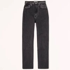 Abercrombie Mixed Fabric Leather Ultra High Rise Ankle Straight Jean - 27 Long